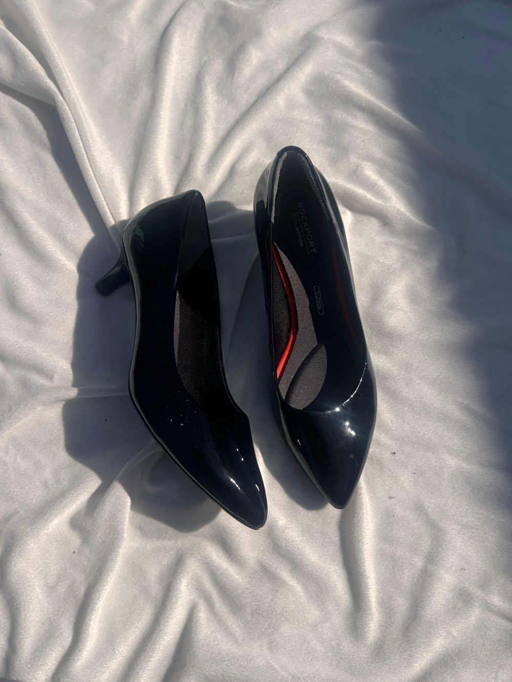 Rockport Black Patent Pointed-Toe Mid-Heel Pumps